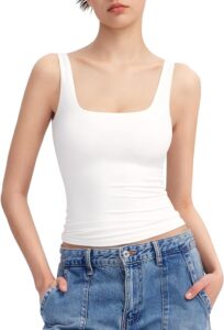 PUMIEY Women's Square Neck Tank Top